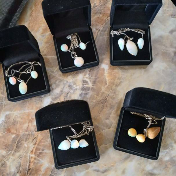 Ethiopian Opal Pendant & Earrings Set in 925 Sterling Silver
