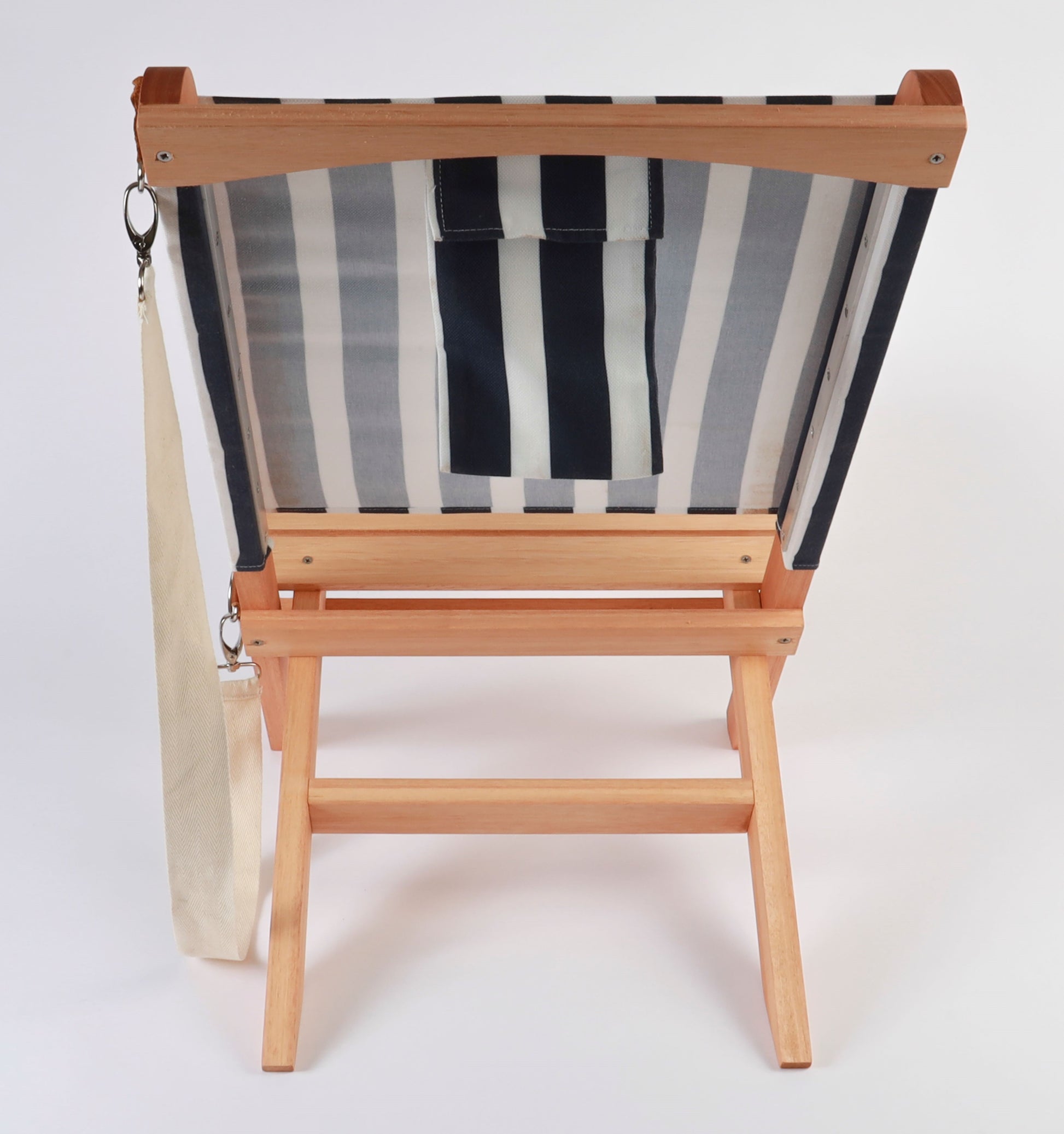 Strandstuhl Holz in Navy Bezug