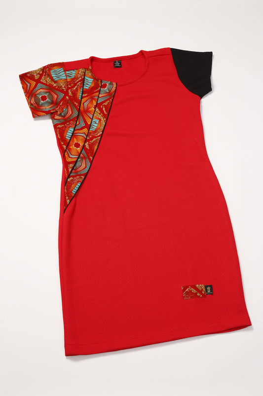 Kleid mit Wachsdruck Gigi Rot